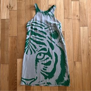 Amanda Uprichard Womens Silver Green Tiger Print Mini Dress Size Small
